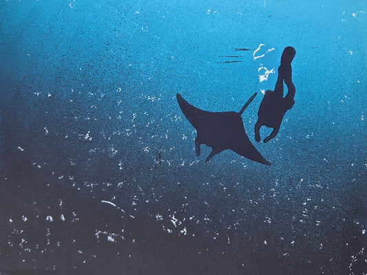 Scuba - 8x10 inch Linocut Print