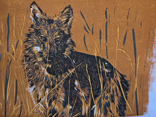 Lycas Unframed 1 - 9x11 inch Reduction Linocut Print